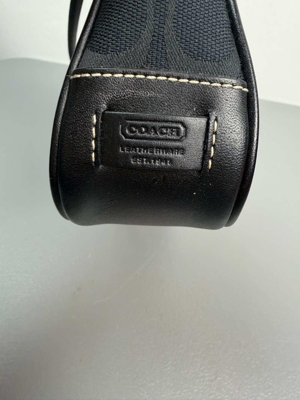 Coach Demi Signature Jacquard Mini Shoulder Black Bag Leather Trim Y2k Purse EUC - Picture 10 of 12